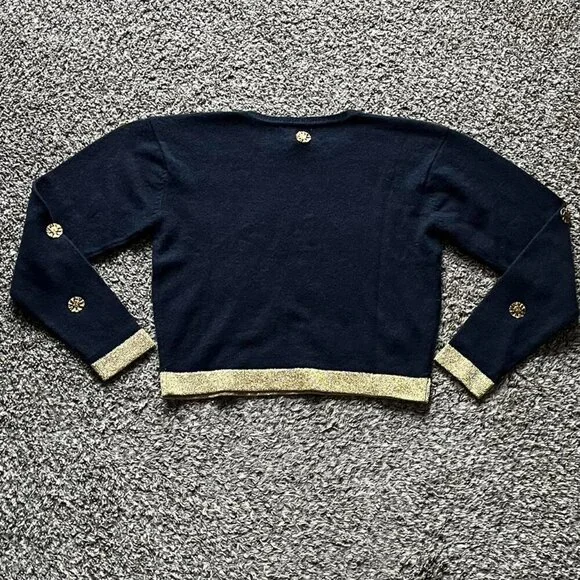 Adrienne Vittadini Angora Wool Sweater Womens Large Black w/Glitter Sun Pendant - Picture 4 of 7